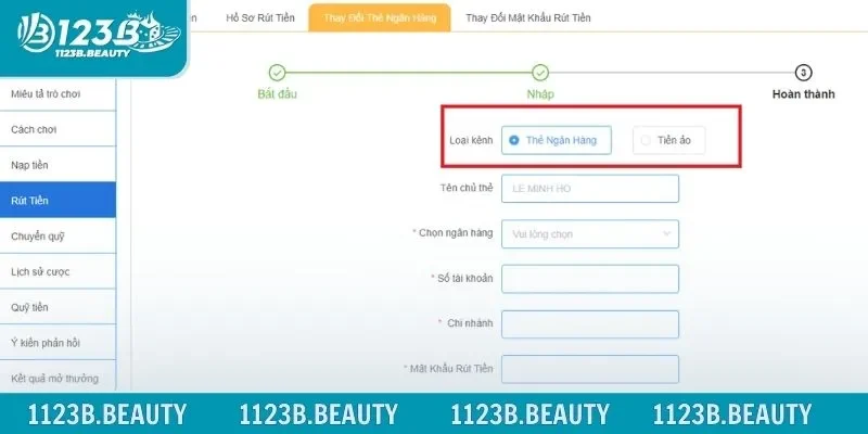 Hướng dẫn nạp tiền dễ dàng tại website 123B 